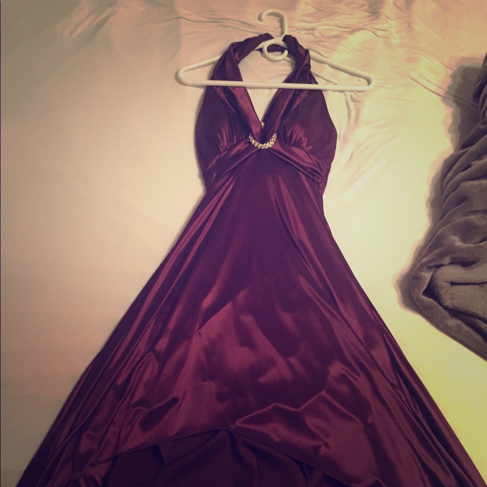 Halter top knee length formal dress